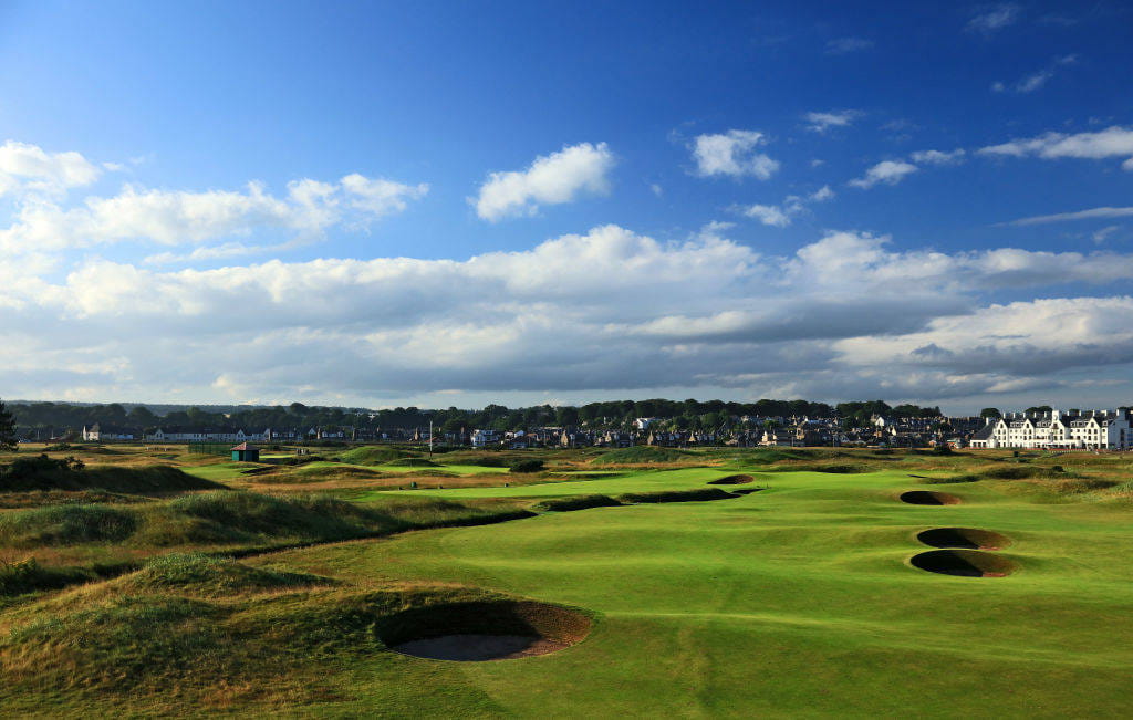 General views of the 3rd hole at the Carnoustie Championship Course